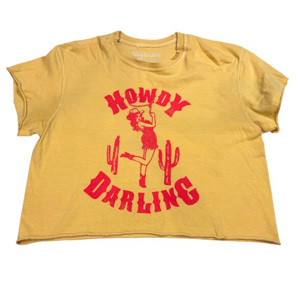 illustrated society Tops - Howdy Darling Cowgirl Gold Red Cropped T Shirt Short Sleeve Women Small